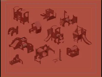 Creative Themed Playground Equipment Set 3D model