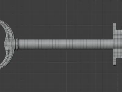 Vintage metal key for the door lock 3D model