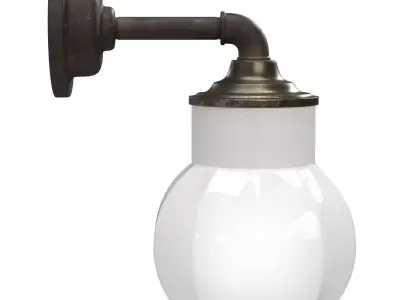 Opaline Glass Porcelain Industrial Wall Lamp PBR 3D model