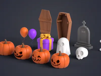 Halloween Pack Low-poly 3D model