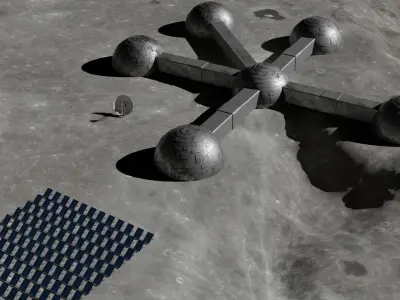 Moon base 3D model Low-poly 3D model