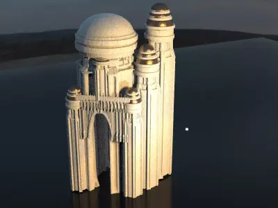 White Marble Palace Domes 3D model