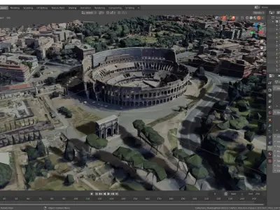 Historical center of  Rome ITALY With texture Low-poly 3D model Low-poly 3D model