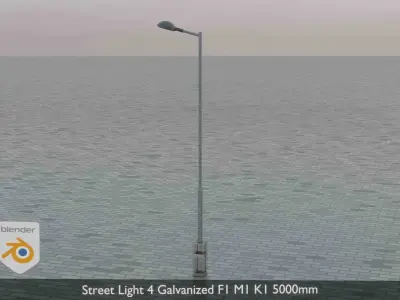 Street Light 4 Galvanized F1 M1 K1 5000mm  Low-poly 3D model