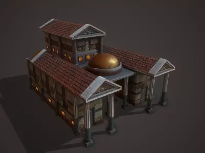 Roman Temple Low-poly 3D model