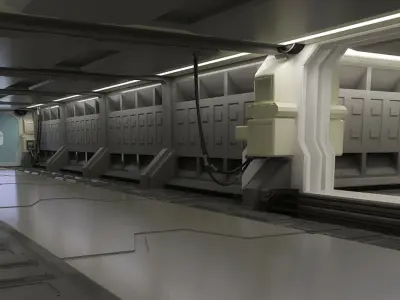 spaceship space station futuristic metal aliens doom sci-fi 3D model