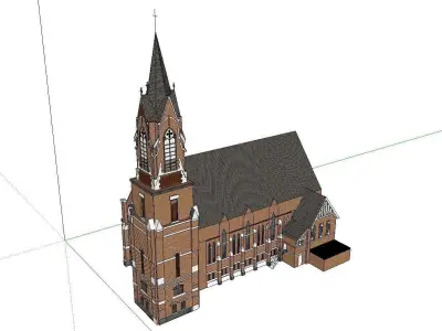 Architecture-Religion-God-Culture-Temple-085 church with steeple 3D model