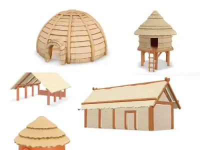 PRIMITIVE AFRICAN HUT SHELTER HOUSE COLLECTION 3D model