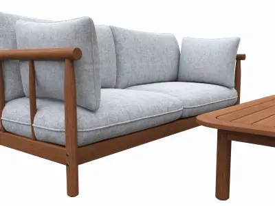 Outdoor set 2 seater sofa chair coffee table 03 3D model