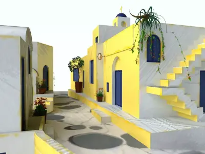 Stylized Mediterranean Town  Low-poly 3D model