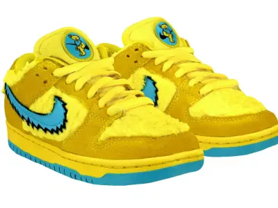 Grateful Dead x Nike Air Jordan 1 SB Dunk Low Pro Opti Yellow Low-poly 3D model