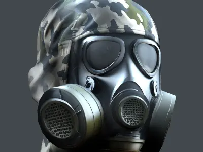 Gas mask helmet 3d model military combat Low-poly Low-poly 3D model