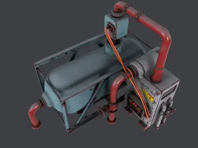 Rusty Industrial Compressor  Low-poly 3D model