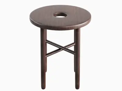 Namba Walnut Stool 01 Low-poly 3D model