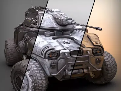 Sci Fi APC low poly set 3D Model Pack