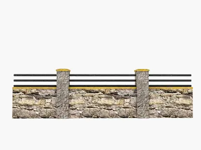 old garden wall 04 Low-poly 3D model