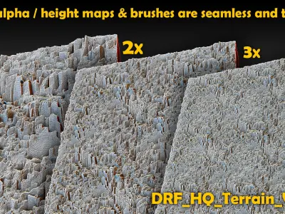 Ultra HQ Terrain Seamless Sculpt Zbrush brushes and Alphas Vol3 3D model
