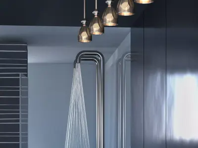 Bathroom four light fixtures in kitchen 3D model