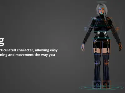 Cyberpunk Girl - Astra - Game Ready Low-poly 3D model