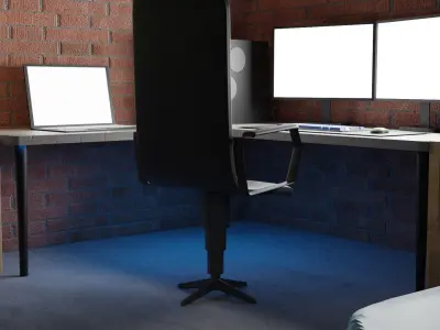 Isometric room low poly Free low-poly 3D model
