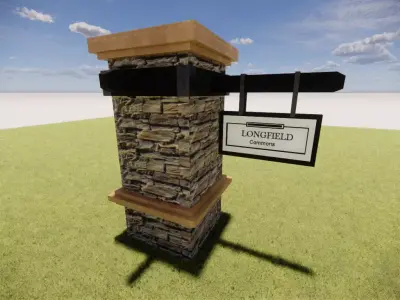  3D Landscape Tall Metal Monument Dynamic Sign Design 3D model