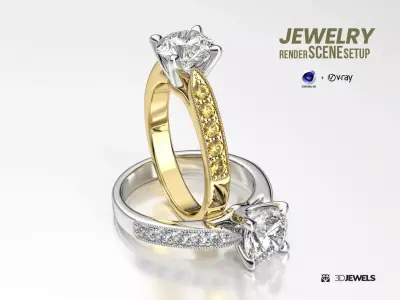 Jewelry 3D Rendering Scene Setup for Cinema 4D with V-Ray 3D model