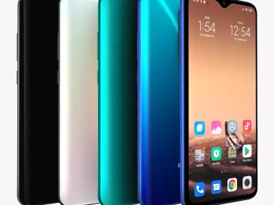 Xiaomi Redmi Note 8 Pro with 4 colors 3D model