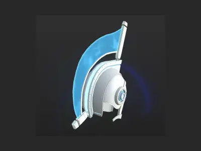 SciFi Spartan Helmet 01 White Blue - Character Design Low-poly 3D model