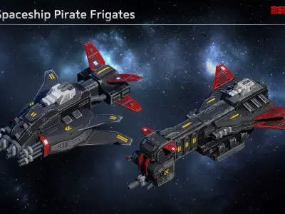Spaceship Pirate Frigates Low-poly 3D model