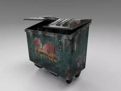 dirty low poly dumpster Low-poly 3D model
