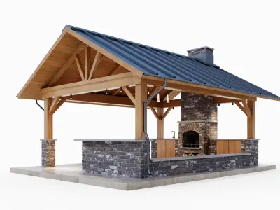 Gazebo with brick oven 3D model