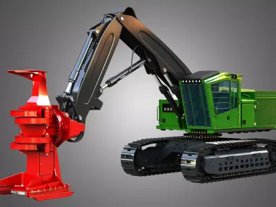 953MH Tracked Feller Buncher 3D model