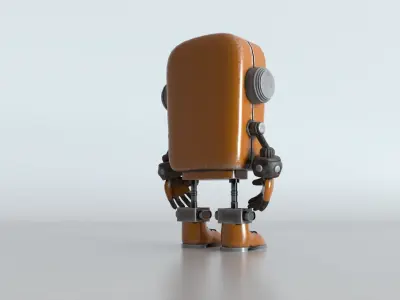 Retro Phoned Head Cute Robot Low-poly 3D model