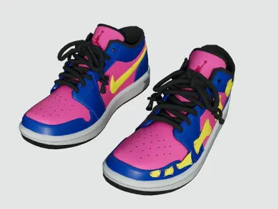 DINO 2 Air Jordan 1 DETRO LOW Shoes PBR  Low-poly 3D model