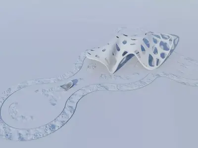 Modern Organic Lattice Structure Pavilion Low-poly 3D model