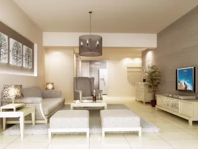 yemen modern living room with furniture 3D model