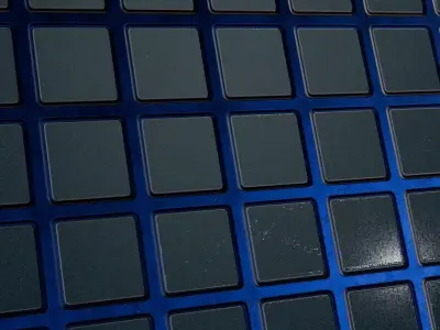 Shiny Blue Glass Metal Grill Transparent PBR Texture
