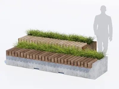 Big Green Benches 3D model