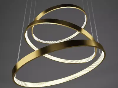 Lamp 3 pendant light with three rings hanging from it 3D model