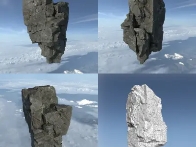 Low poly Floating Island Rock Pack Low-poly 3D model