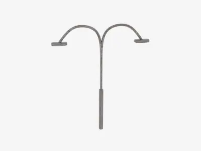 Twin Rust Curve Lamp Pole  Low-poly 3D model