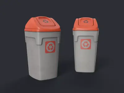 Street Trash Can 38 PBR Game Ready Low-poly 3D model