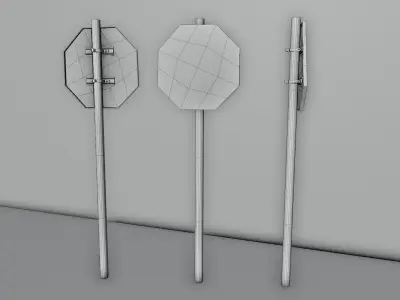 STOP Street Sign post-apocalyptic dirty painted rusty low poly Low-poly 3D model