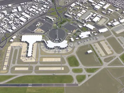 Algiers Airport Low-poly 3D model
