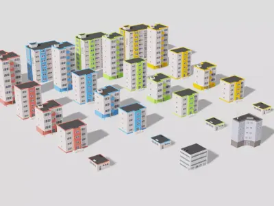 Low Poly Building Pack Low-poly 3D model