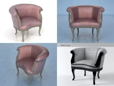Bridget four different chairs leather 3D model