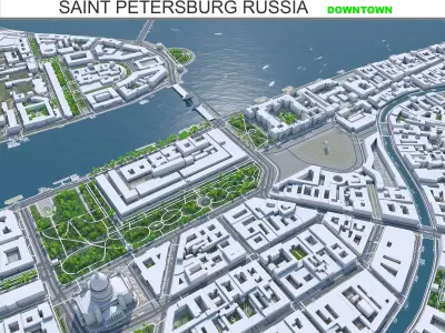 Saint Petersburg Downtown Russia Low-poly 3D model