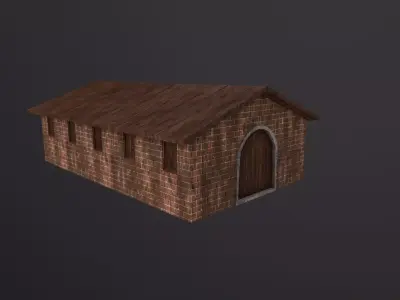 Stone Fort Stable 3D Model Low-poly 3D model