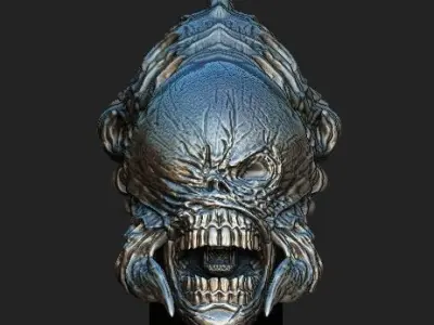 Aliens Raven head with base 3D model