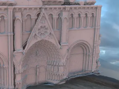 Castle cathedral Door ornate 3D model thin 3D model